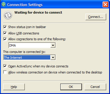 Test a local website on windows mobile 5 emulator - Active sync connection settings